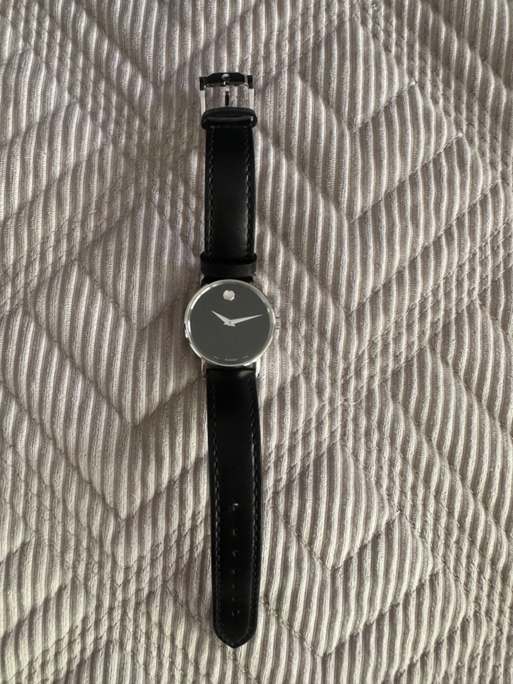 Movado Classic Museum Ladies Watch with black leather strap - Picture 4 of 4